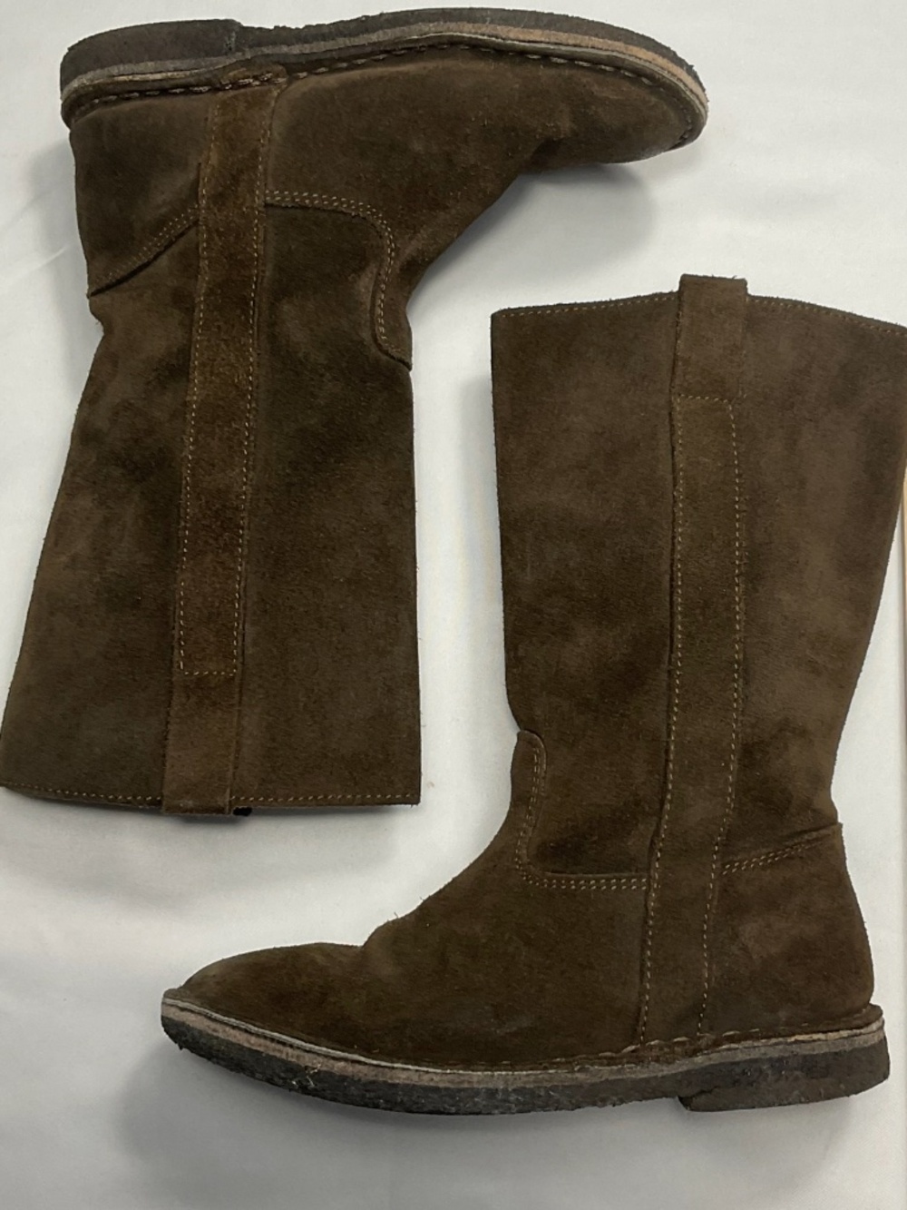 Bonpoint Kids Brown Suede Mid-Calf Pull-On Boots Size 12